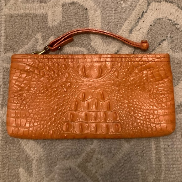 Brahmin Bags Brahmin Melbourne Daisy Orange Embossed Leather Zipper